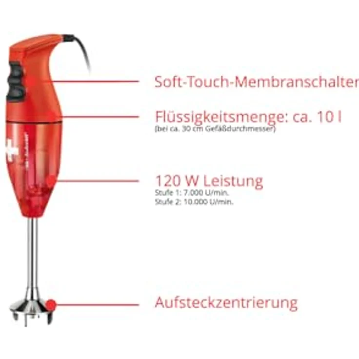 ESGE-Zauberstab E 120 Select, Stabmixer Bundle in Rot mit 120 W, 2 Tempo-Stufen und verschiedenen Aufsätzen – Bild 2