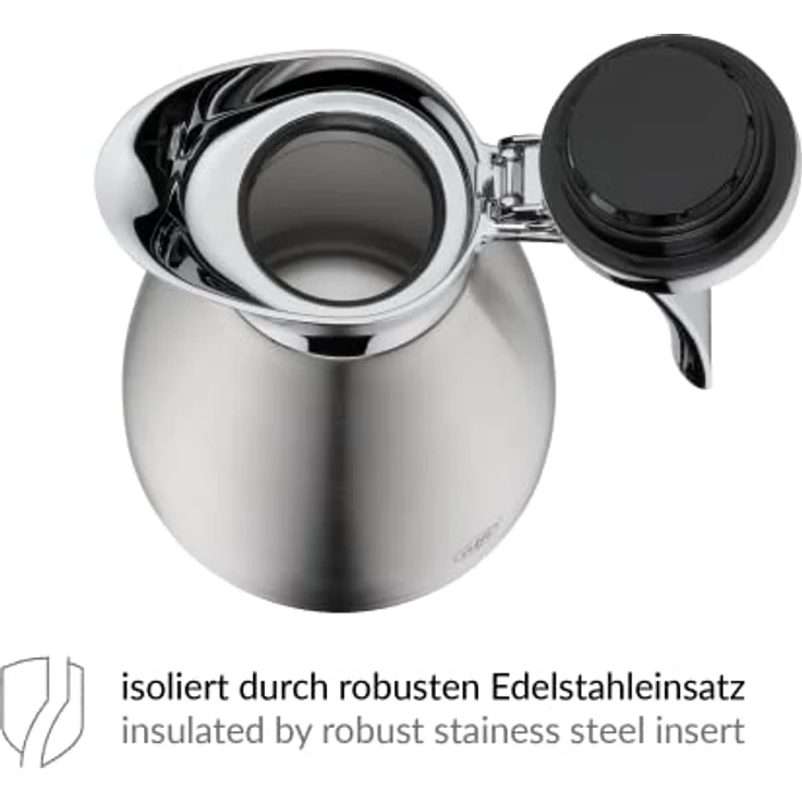 alfi 3527.205.060 Isolierkanne Gusto TT, Edelstahl mattiert 0,6 l, doppelwandiger Edelstahl, Spülmaschinenfest, 12 Stunden heiß, 24 Stunden kalt – Bild 4