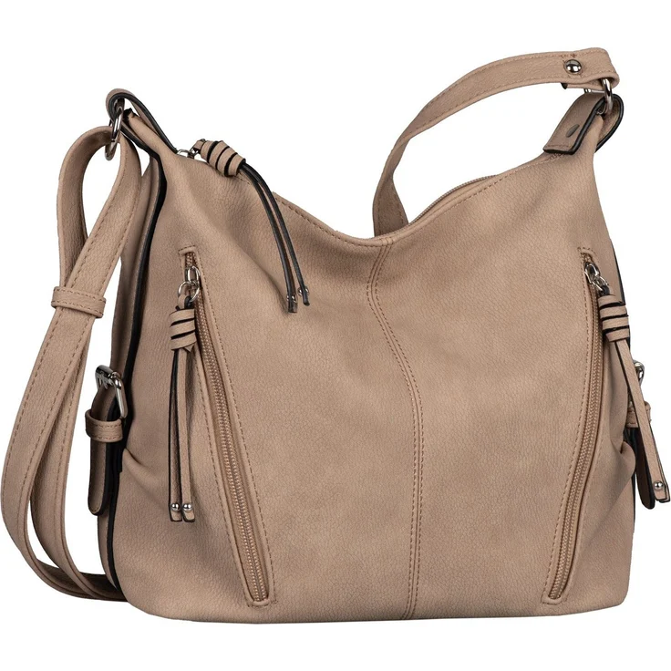 TOM TAILOR Umhängetasche CAIA Cross bag M, Nubuklederimitat, 7 Fächer, verstellbarer Schulterriemen