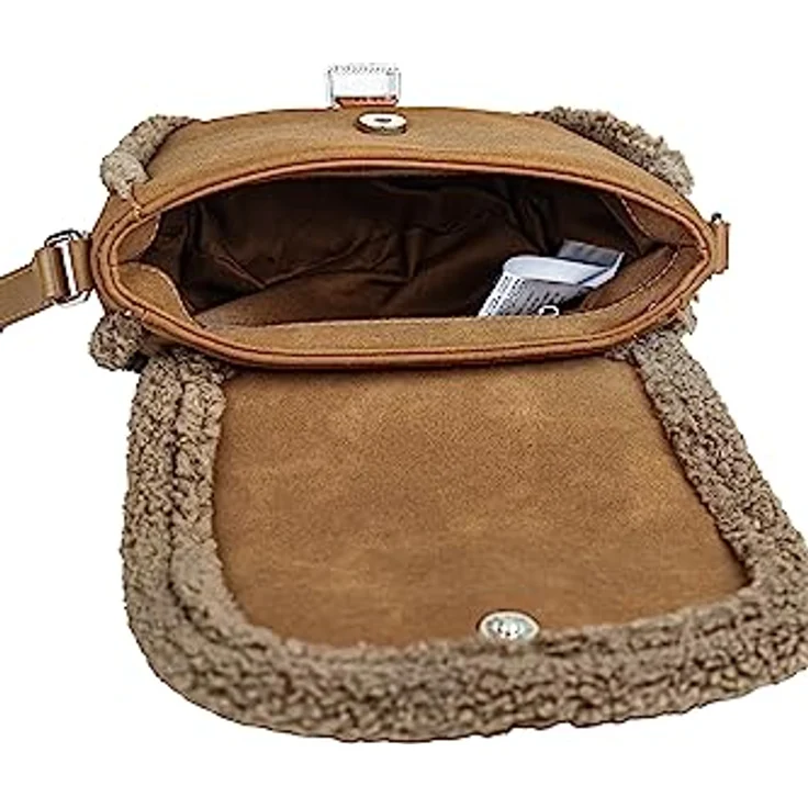 COLLEZIONE ALESSANDRO Umhängetasche Cowgirl, Western Style mit Teddy-Fell und verstellbarem Tragegurt, 23 cm x 16 cm x 10 cm, vegan – Bild 7