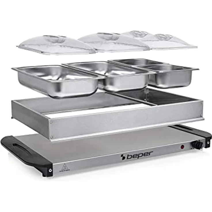 Beper P101TEM001 Buffetwärmer aus Stahl-Kunststoff Grau metallic Essenswärmer Warmhalter Chafing Dis – Bild 5