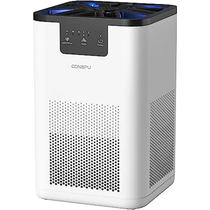 CONOPU Luftreiniger Allergiker HEPA H13 Filter, Air Purifier Aromatherapie-Funktion, Luftfilter Wohnung Nachtlicht, Luftreiniger Raucherzimmer 3-stufige Filtrierung