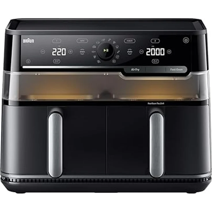 Braun TwinCook 5 – 2-in-1 Heißluftfritteuse 10L, Dual-Zone Airfryer mit Sync & Match Funktion, RealOven Tec, digital, antihaft, Mattschwarz (TB5053IBK) – Bild 1