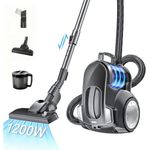 ibettertec Bodenstaubsauger, beutellos, 1200 W, starke Saugleistung, leise, 2,5L Staubbehälter, ideal für Hartböden und Teppiche