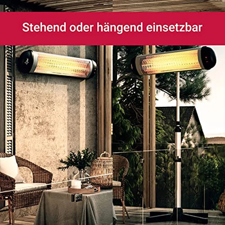 SUNTEC Infrarot-Heizstrahler mit Fernbedienung | Heat Carbon Wärmestrahler für Terrasse | Outdoor Terrassenheizer für Balkon, Garten Infrarotstrahler Strahlwasser-Schutz (Heat Ray 3000 Carbon) – Bild 5
