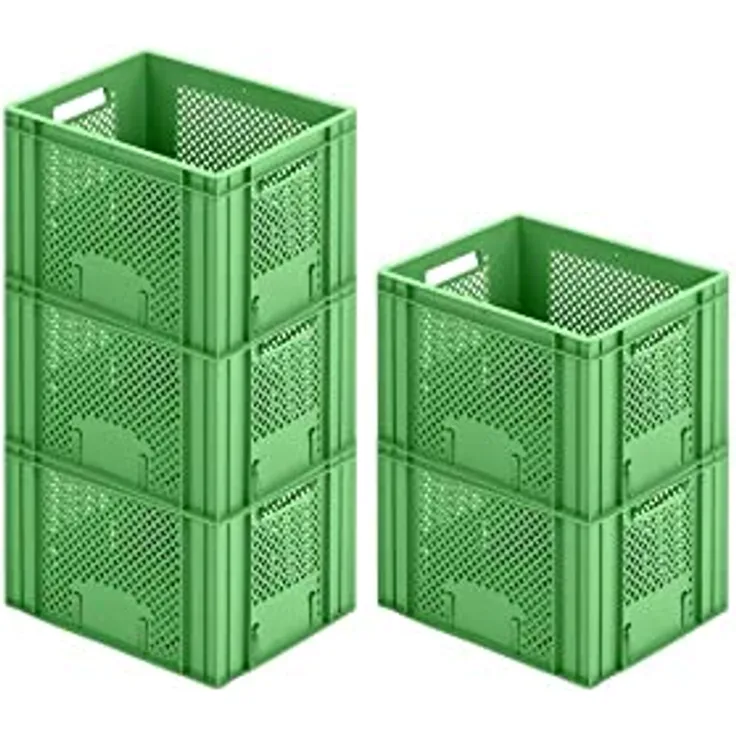 PROREGAL CHEFGASTRO SuperSparSet 5x Eurobehälter Obst- und Gemüsekasten | HxBxT 27,2x30x40cm | 26 Liter | Grün | Stabiler Obst- & Gemüsekasten, ideal für Lebensmittel
