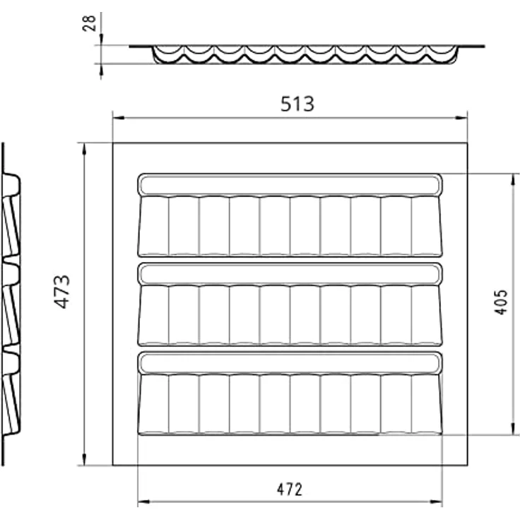 Orga-Box I Gewürzdoseneinsatz 513 x 473 x 28 mm oriongrau mit Antiruschbeschichtung Gewürzglaseinsatz für Tandembox Antaro/Intivo u. ModernBox im 60er Schrank Schubladeneinsatz – Bild 2