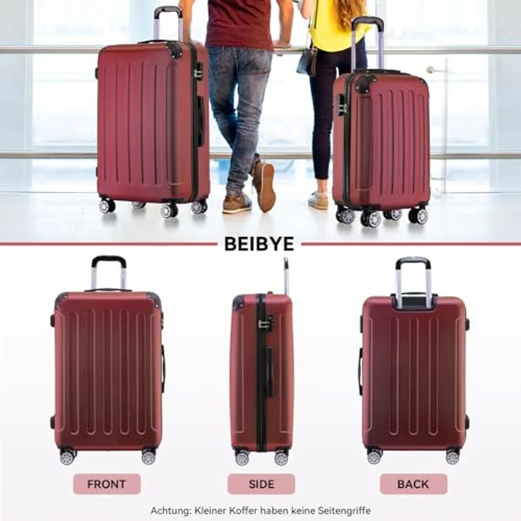 BEIBYE 2045 Zwillingsrollen Reisekoffer Kofferset 3tlg. Hartschale mit separatem Laptop-Bereich und organisierten Fächern, Burgundy – Bild 2