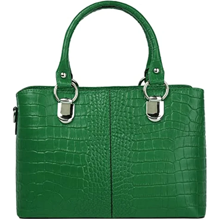 Cluty Umhängetasche, echt Leder im Kroko-Design, Made in Italy, abnehmbarer Schultergurt, 2-geteiltes Hauptfach – Bild 4