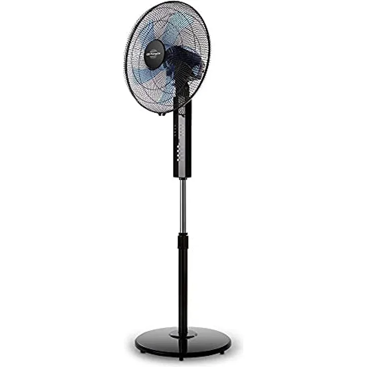 Orbegozo SF 0244, Standventilator mit Fernbedienung, leise, 5 Blätter, Timer bis 7,5 Stunden, 3 Stufen, schwarz