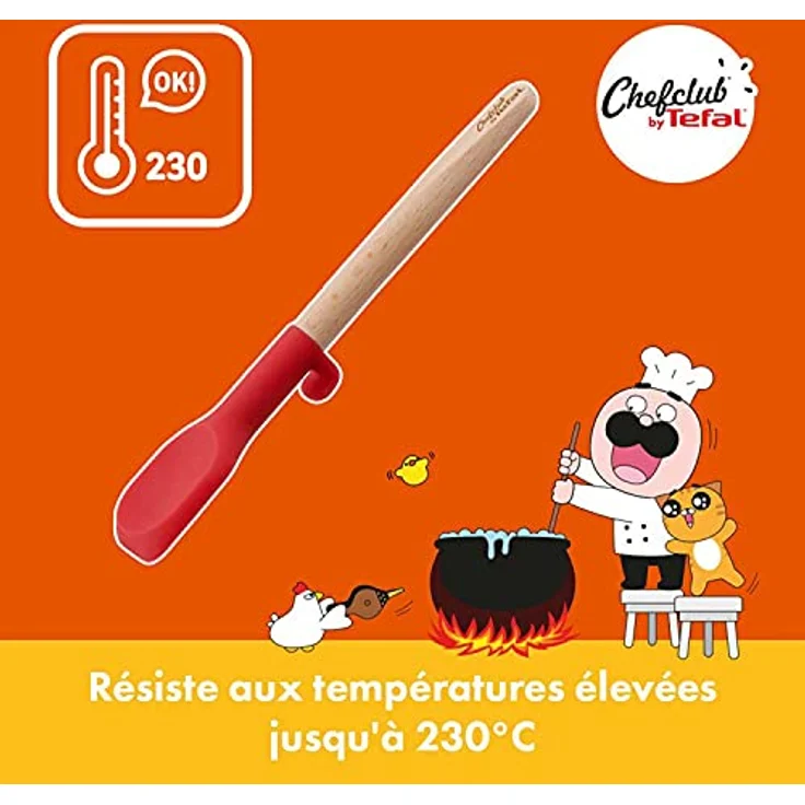 Tefal Chefclub by Kochset Hungry Kids Emergency Pfanne 19 cm, Springform 26 cm, Mini-Spatel, Kinder-Kochschürze, Rezeptheft E5119002 – Bild 5