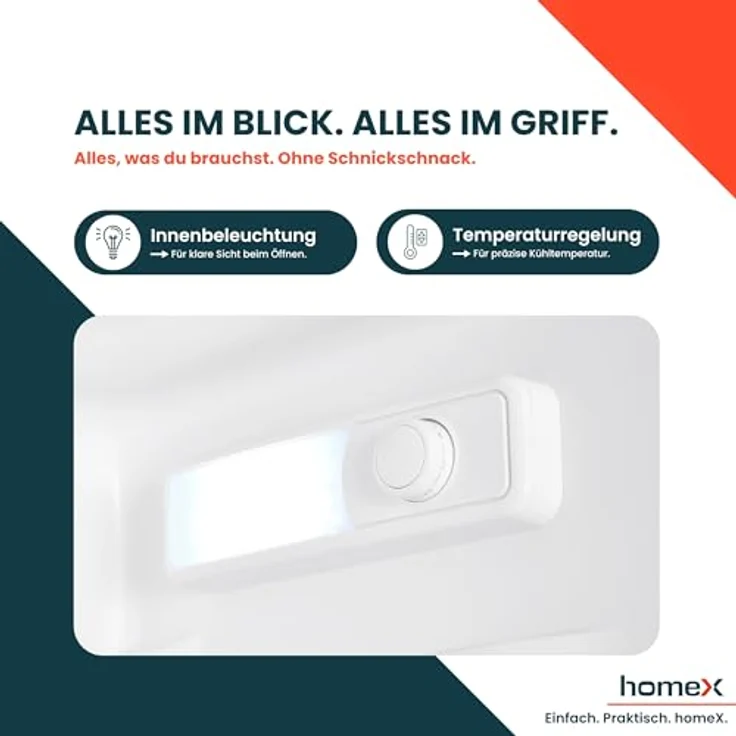homeX CS2421E-W, freistehender Kühlschrank ohne Gefrierfach, 242 Liter, leise mit 40 dB, weiß – Bild 6