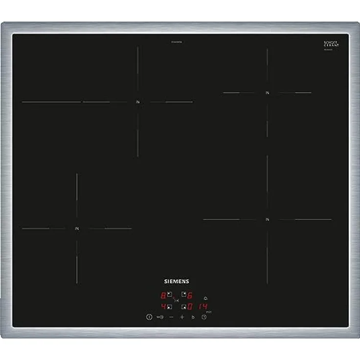 Siemens EH645BFB6E iQ300, Induktionskochfeld, 60 cm, Schwarz, Mit Rahmen aufliegend, TouchControl, powerBoost, Timer, Kindersicherung