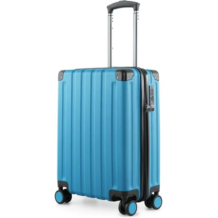 Hauptstadtkoffer Q-Damm - Handgepäck 54x37x21, TSA, 4 Rollen, Reisekoffer, Hartschalenkoffer, Rollkoffer, Handgepäckkoffer, Bordgepäck Koffer, Cyanblau – Bild 1
