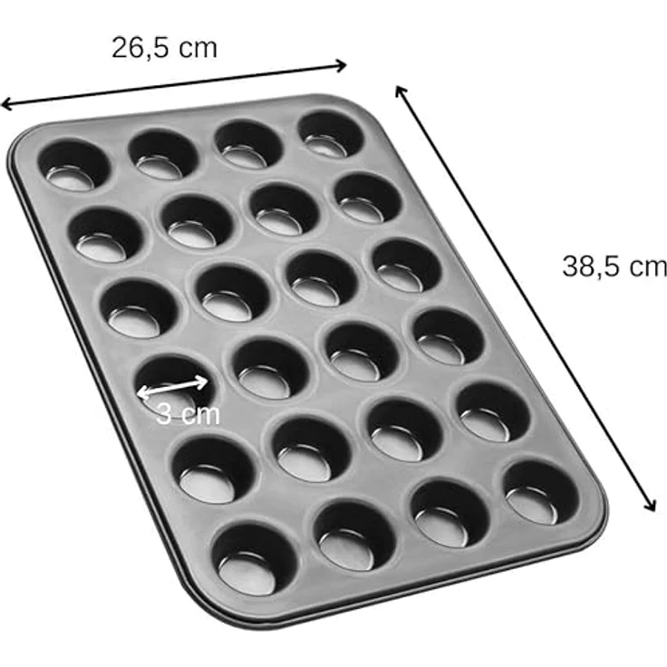 Zenker Mini-Muffinform 24er Backblech (Ø 4,5 cm), für saftige mini Muffins & Cupcakes, Muffinblech, flach & antihaft-beschichtet, Maße: 38,5 x 26,5 x 2 cm – Bild 4