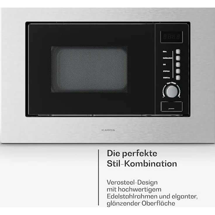 Klarstein Verosteel Einbau-Mikrowelle, 20 l, Grill 800 W, Edelstahl, LED Touch Display – Bild 3