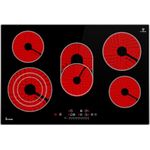 KKT KOLBE CH7705AL, Glaskeramik Kochfeld 80 cm, Autark, 8,7 kW, 5 Zonen, 9 Stufen, Bräterzone, Dreifachzone, Slim-Designrahmen, Timer