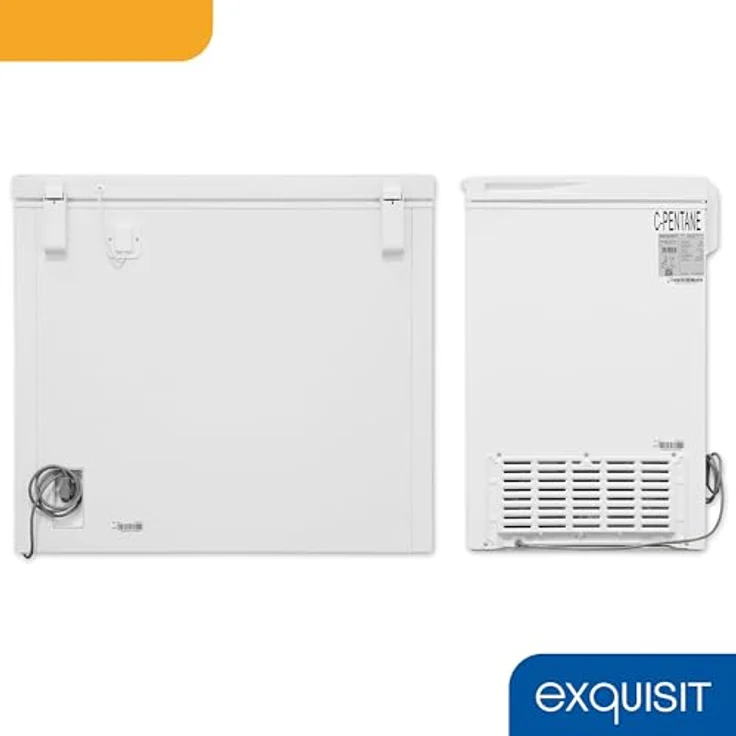 Exquisit Gefriertruhe GT201-HE-040E, 2-in-1 Kühlfunktion, 198 Liter, weiß, Türschloss, 4-Sterne-Gefrieren, Schnellgefrieren, 2 Rollen – Bild 5