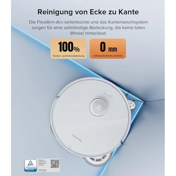 Roborock Qrevo Edge Saugroboter mit Wischfunktion, 18.500Pa Saugkraft, AdaptiLift™ Chassis, FlexiArm Design™, Dual Anti-Tangle-System, Hebarer Wischmopp, Sprachsteuerung „Hello Rocky“ – Bild 5