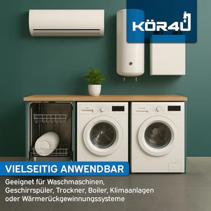 kör4u Doppelanschluss G1 Zoll P149Z, Siphonanschluss für Waschmaschine, Geschirrspüler, Trockner, mit Klappen und zwei Schlauchanschlüssen 8-16 mm und 17-23 mm, robustes Polypropylen – Bild 2