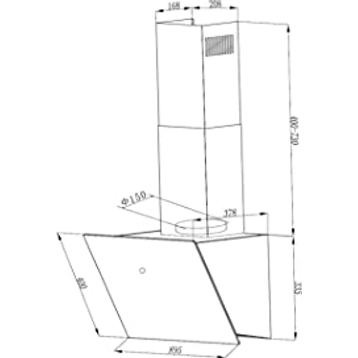 Respekta Dunstabzugshaube kopffrei / Dunstabzugshaube schräg 90 cm / Glasschirm mit Edelstahlrahmen in Weiß / Abluft - und Umluftfunktion / CH89090W / A++ / 39–59 dB – Bild 4