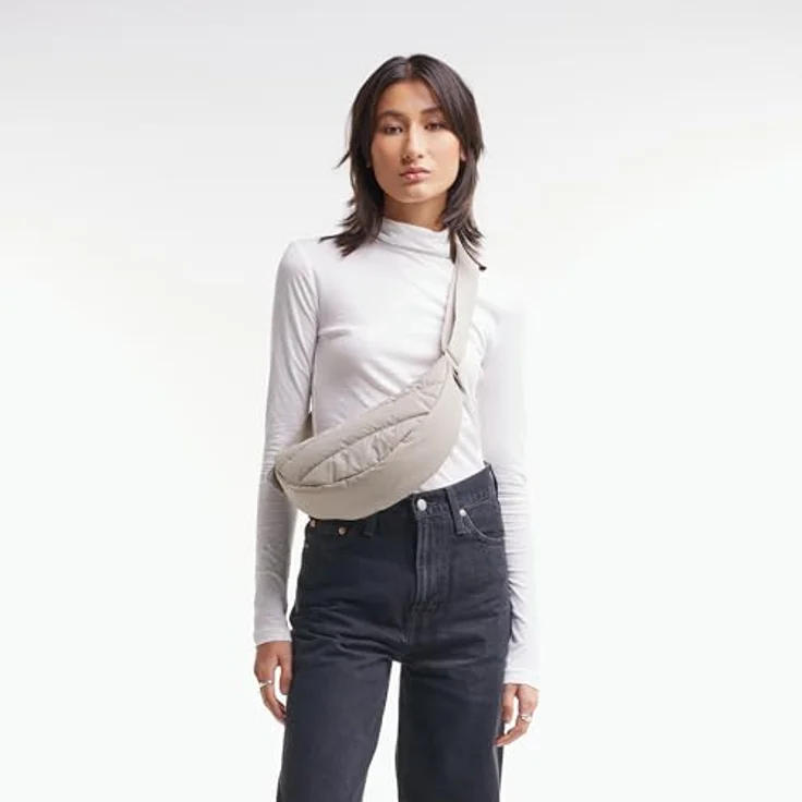 Got Bag Umhängetasche Puffer Moon Bag - Umhängetasche S 32 cm (scallop) - Nachhaltige Umhängetasche aus recycelten Fischernetzen mit gepolsterter Optik – Bild 3