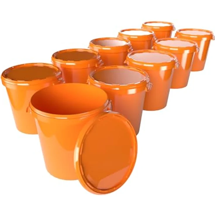 FixedByU 10 Eimer mit Deckel 30 Liter Made in Germany - lebensmittelecht, stabil, luftdicht - Vorratseimer Orange – Bild 1