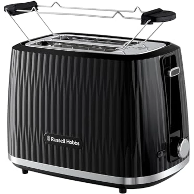Russell Hobbs Toaster Eden (6 Bräunungsstufen, Hebefunktion, Auftau-, Aufwärm- & Stoppfunktion, Krümelschublade, Brötchenaufsatz, Schwarz) – Bild 1