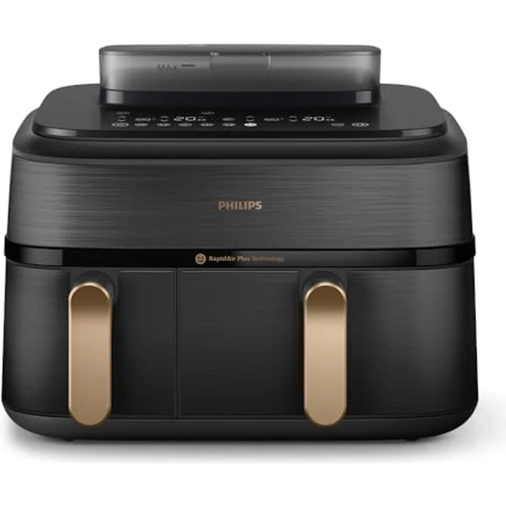 Philips Heißluftfritteuse 5000 Series NA552/00, Dual Basket mit Steam und 9L Kapazität (6L+3L), 2750 W, RapidAir Plus Technologie, Dampfreinigung, HomeID App, Schwarz/Kupfer – Bild 16