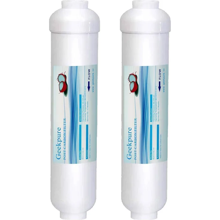 Geekpure Inline-Aktivkohle-Wasserfilter-Ersatzkartusche, 25,4 cm, 1/4 Zoll NPT, 2 Stück, für mineralreiches und alkalisches Wasser