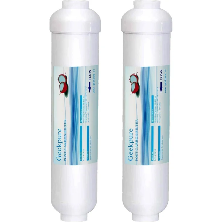 Geekpure Inline-Aktivkohle-Wasserfilter-Ersatzkartusche, 25,4 cm, 1/4 Zoll NPT, 2 Stück, für mineralreiches und alkalisches Wasser