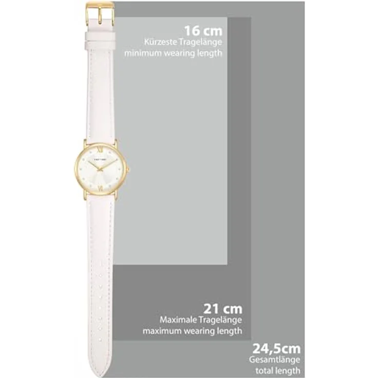 Eastside Damen Uhr 10080154, analog Quarzwerk mit weißem Echtlederarmband und Gelbgold-Gehäuse – Bild 2