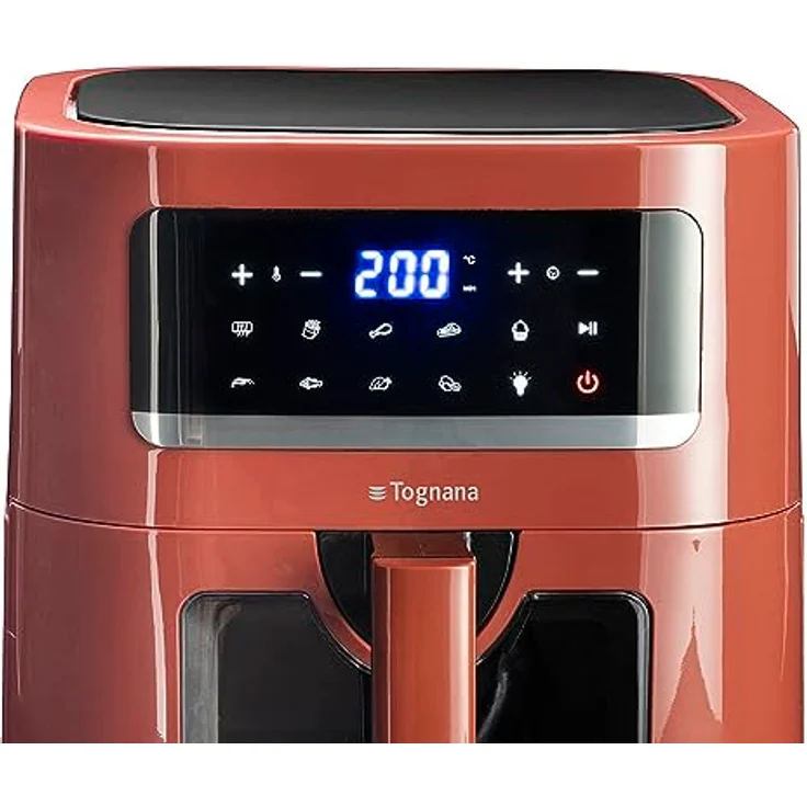 Tognana Iridea Luftfritteuse 7 L mit digitaler Anzeige, 9 voreingestellten Programmen, Antihaft-Grill und cool-touch Kunststoffkörper, apfelrot – Bild 2