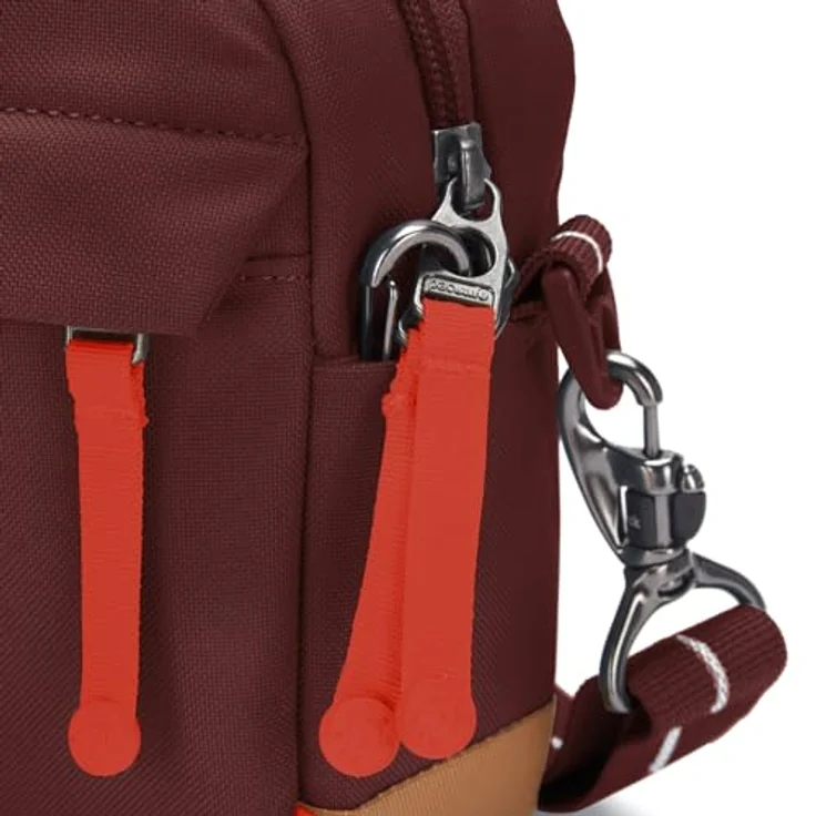 Pacsafe Crossbody Bag mit Diebstahlschutz, garnet red, 2,5 l Volumen, RFID Blocker, wasserfest – Bild 8