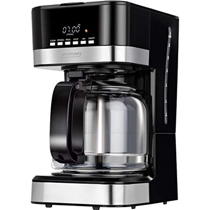 MPM MKW-05 Programmierbare elektrische Tropfkaffeemaschine, Kaffeefiltermaschine 15 Tassen Kapazität, 1,8 Liter, LCD-Display, Warmhaltefunktion, 950 W, schwarz, Edelstahl, 1.8 liters, Black – Bild 2