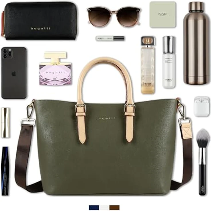 Bugatti Ella Shopper M, Handtasche aus Kunstleder mit Bag in Bag, grau, 33 x 15 x 24.5 cm – Bild 6