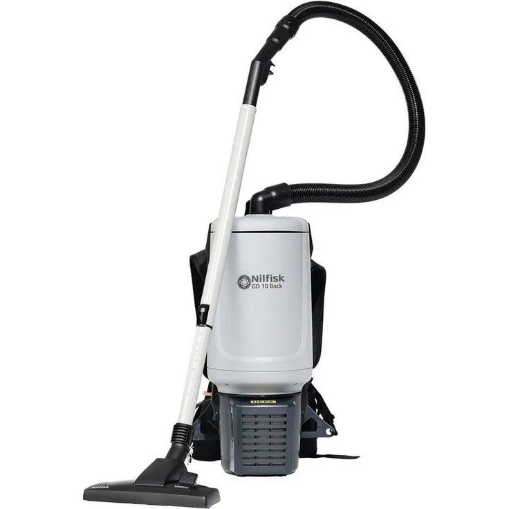 Nilfisk Bodenstaubsauger GD10 BACK HEPA EU, Gewerbesauger, tragbar, Rückenstaubsauger, sehr leise, 15 m langes Netzkabel, geringes Arbeitsgeräusch, grau