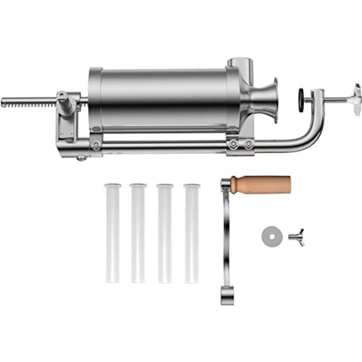 COSTWAY Wurstfüllaufsatz 3L Wurstfüller Wurstfüllmaschine mit 4 Füllrohren, Aluminium/Kunststoff, silber – Bild 10