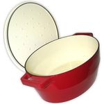 Pyrex Slow Cook Bratentopf oval, mit Deckel, Länge: 330 mm, rot, Auflaufform, Rot