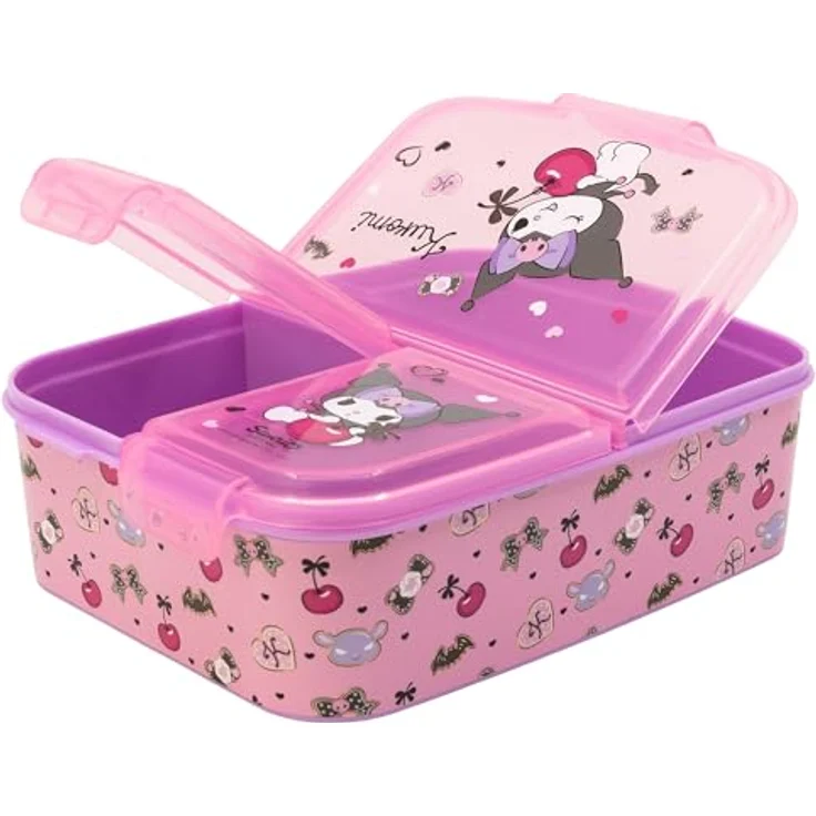 Stor Lunchbox Hello Kitty, Kinder Brotdose mit 3 Fächern, ideal für Schule und Ausflüge, Handwäsche empfohlen – Bild 3