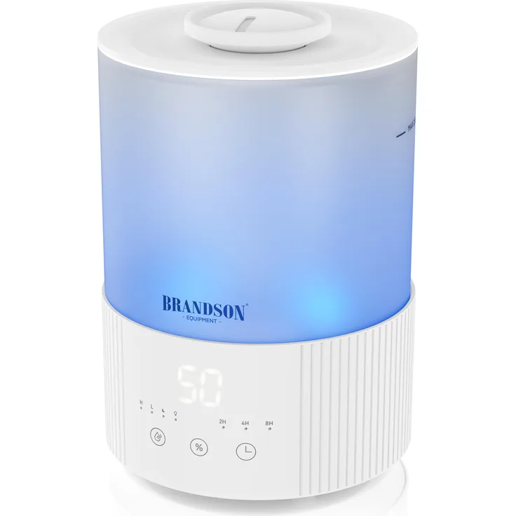 Brandson Luftbefeuchter Aroma Diffuser, 2,5 L mit RGB Stimmungslicht, 2 Nebelstufen, leise, Timer, Fernbedienung, modernes Design in weiß
