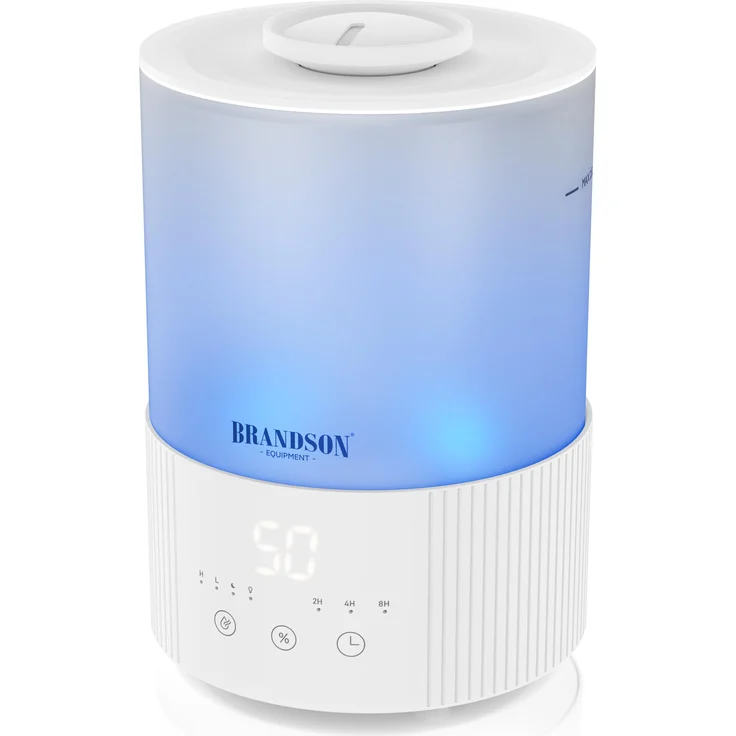 Brandson Luftbefeuchter Aroma Diffuser, 2,5 L mit RGB Stimmungslicht, 2 Nebelstufen, leise, Timer, Fernbedienung, modernes Design in weiß