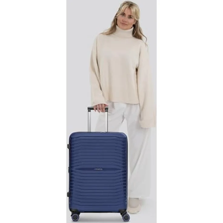 Stratic Hartschalen-Trolley Shine, 4 Rollen, robuster Polypropylen-Koffer mit Dehnfalte und TSA-Schloss – Bild 5