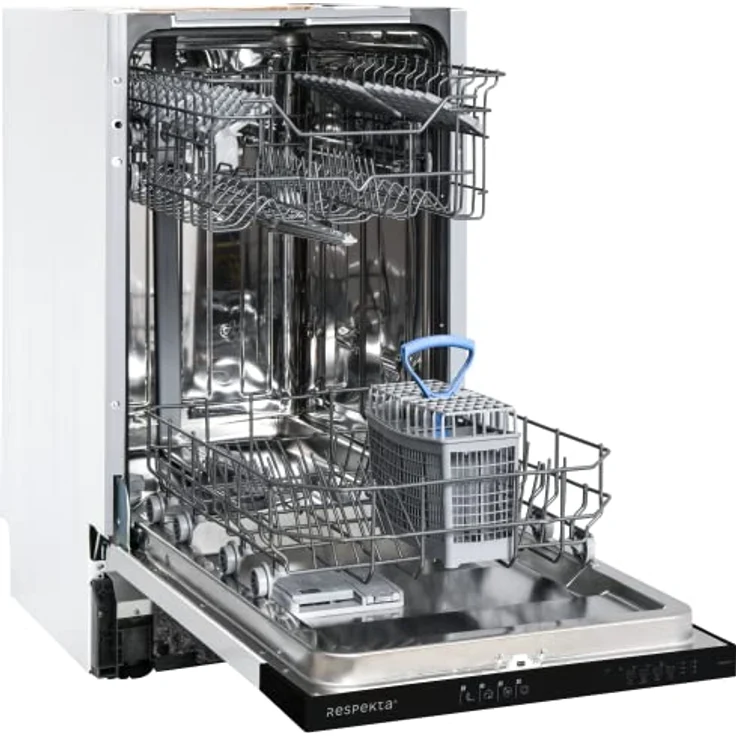 Respekta Spülmaschine vollintegriert 45 cm/Einbau-Geschirrspüler mit Besteckkorb / 4 Programme/Startzeitvorwahl / 10 Maßgedecke/leise 49 dB / GSP45VV – Bild 1
