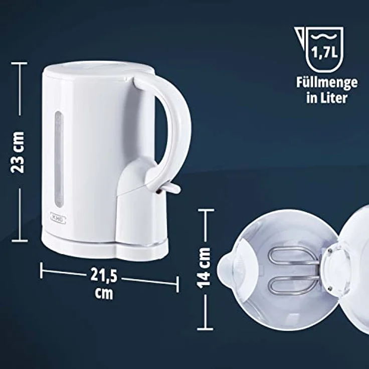 KHG Wasserkocher WK-170 W, 1,7 Liter Fassvermögen, weiß aus Metall & Kunststoff – Bild 7