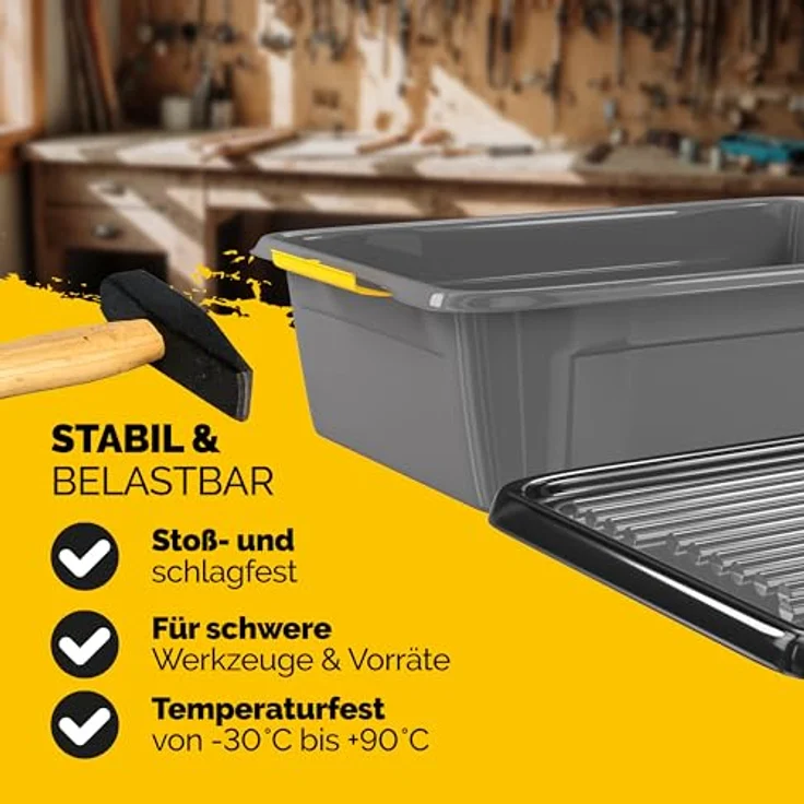 Monzana® 2x Aufbewahrungsbox 30L, stapelbar und blickdicht, 40kg belastbar, aus BPA-freiem Kunststoff, anthrazitgrau – Bild 4