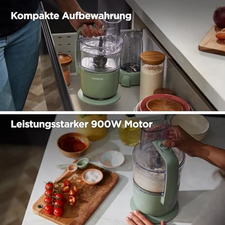 KENWOOD FDP23.380GR Multipro Go Küchenmaschine, 900W, 1,3 l Behälter, Grün, für Smoothies, Schneiden, Reiben, Pürieren und Teig Kneten – Bild 4