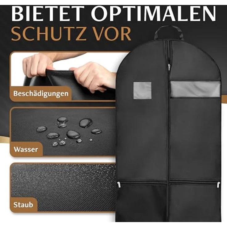 Bruce.® Großer Kleidersack 120x60x12 cm - für 4-6 Teile, Schwarz, wasserabweisend und atmungsaktiv mit Schutz vor Motten – Bild 5