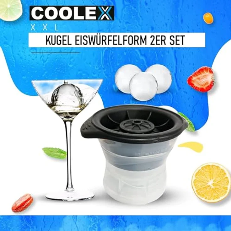 Coolex Xxl Eiswürfelform Kugel Eiskugel Eisbälle Cocktail Whisky 6,5cm 2Er Set – Bild 2