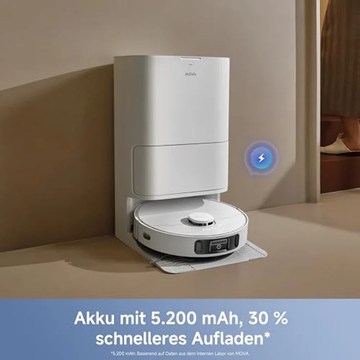 Mova E40 Ultra Nass-Trocken-Saugroboter, 600 W, 75 Tage autonom, 19.000 Pa Saugkraft, Teppicherkennung, inkl. Beutel – Bild 7